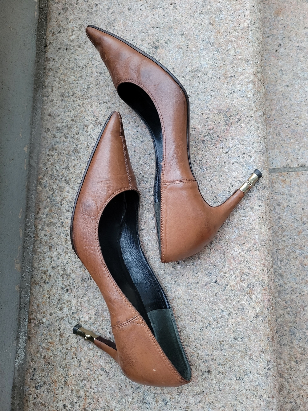 Gucci Brown Leather Pointed-Toe Stiletto Heels
